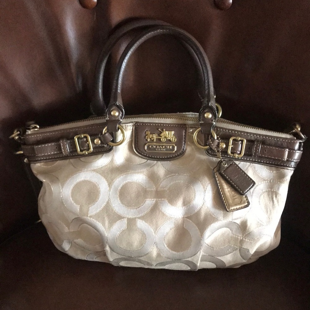 Coach signature Op art fabric satchel bag